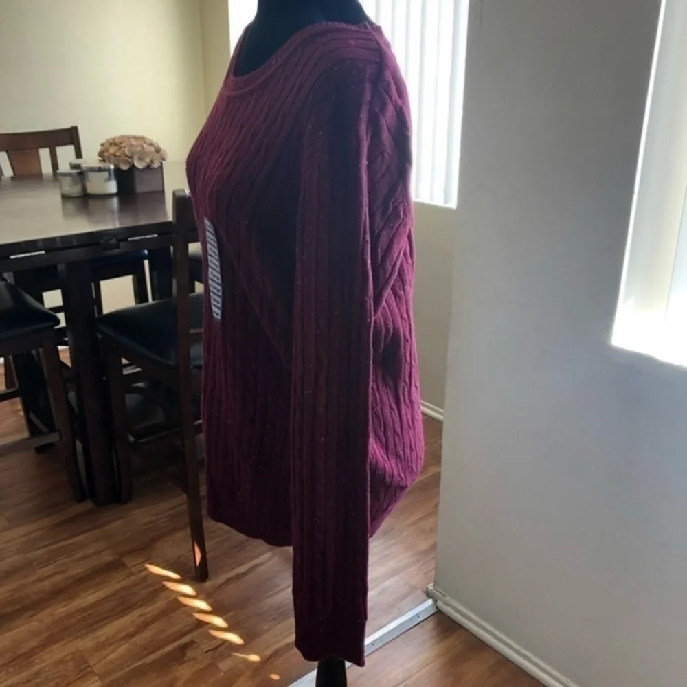 Karen Scott Cable Knit Crew Neck Sweater sz XL